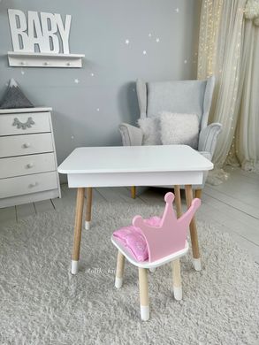 Детский столик и стульчик белый с ящиком для карандашей и раскрасок 3