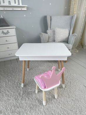 Детский столик и стульчик белый с ящиком для карандашей и раскрасок 3